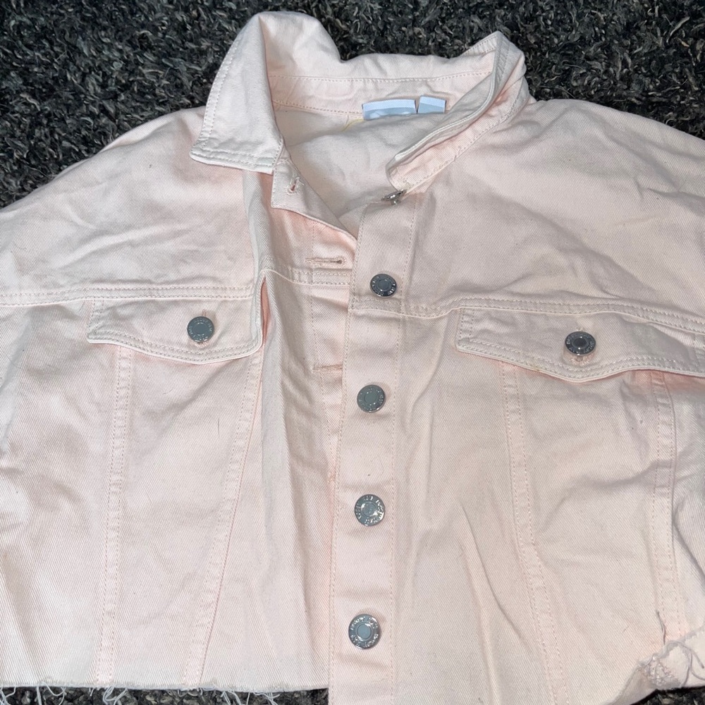 Adorable pink jean cropped jacket